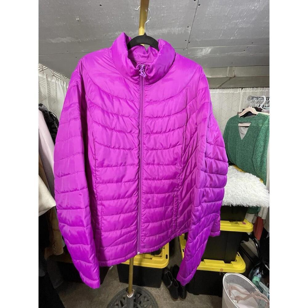 Lane Bryant Purple Packable Nylon Puffer Jacket Sz 26/28 Lightweight